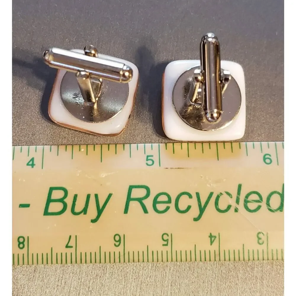 Pink Lucite Badger‎ 1960s Vintage Cuffllinks / Cuff Links- Mid-century cl-